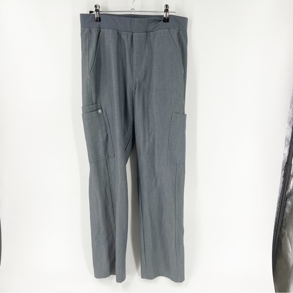 ✅ FIGS TECHNICAL COLLECTION GRAY SCRUB PANT WITH GREEN DRAWSTRING SIZE‎ MEDIUM